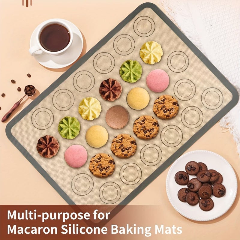 4 Nonstick Silicone Macaron Baking Mats Red Reusable Heat Resistant Oven Liners Multipurpose Cookie Baking Tray Dishwasher Safe 16.6x11.6 Inches - Image 4