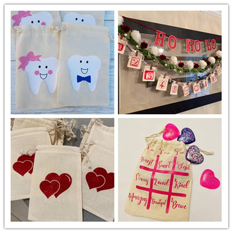 كوبو أكياس قطنية من Kupoo 30 قطعة من أكياس الموسلين القطنية برباط لحفلات الزفاف والحرف اليدوية (6 × 8 بوصة) - Image 5