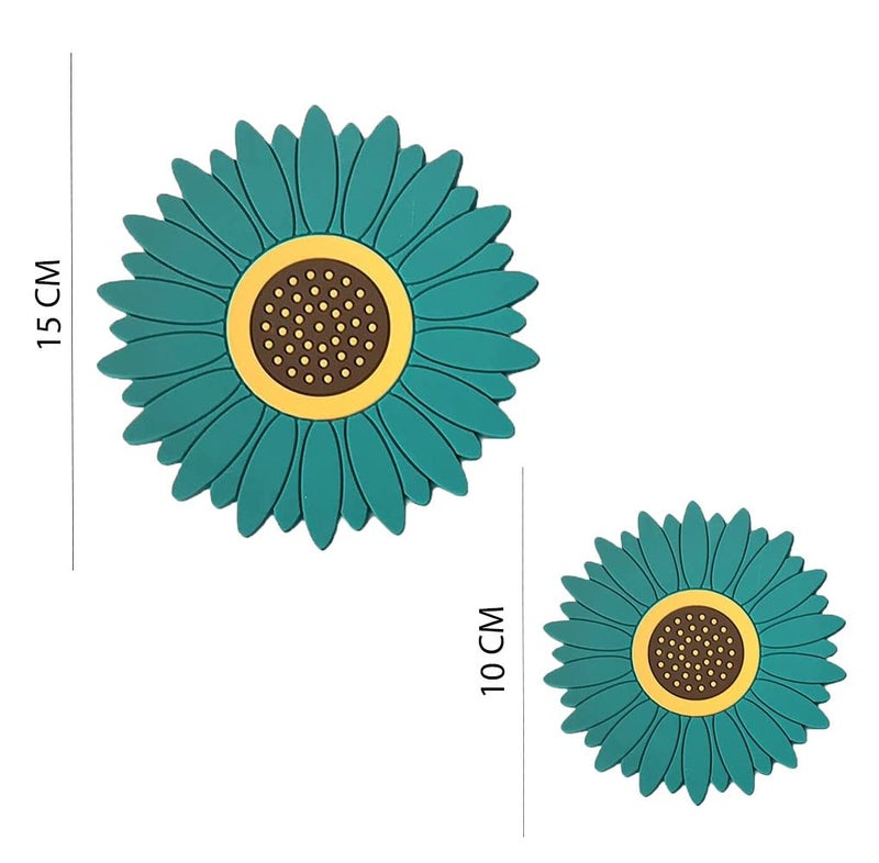 P-Plus International Silicone Trivet Mat Silicone Coasters, Coasters for Drinks Non-Slip Cup Coasters Soft Coaster for Tabletope Protection Sunflower Trivest Pads(Medium+Small, Random Color, Set of 4) - Image 2