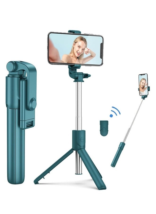 Raxoom Selfie Stick, Long Selfie Stick with Tripod Stand, Bluetooth Mobile Selfie Stick for Mobile Phone, Makeup,Selfie, Vlogging, Youtube, Live, iphone (104cm Green) - Image 1