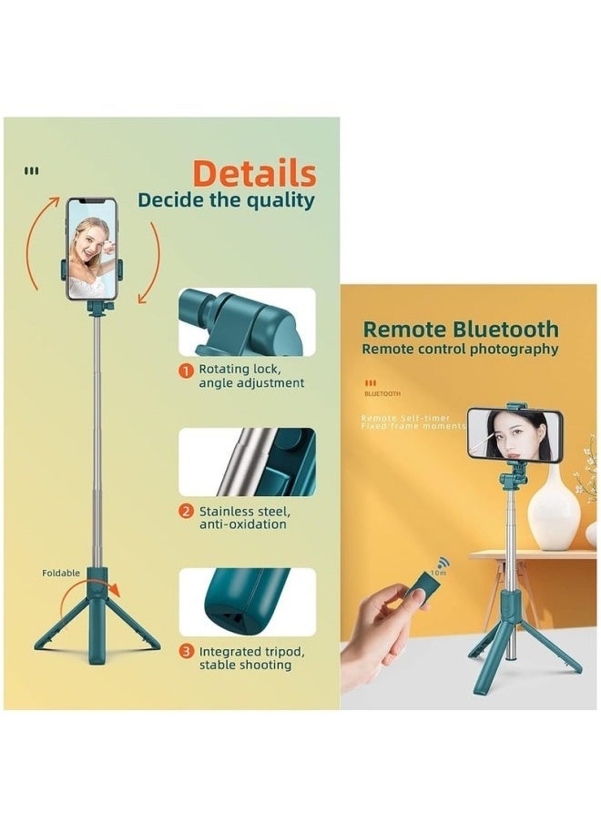 Raxoom Selfie Stick, Long Selfie Stick with Tripod Stand, Bluetooth Mobile Selfie Stick for Mobile Phone, Makeup,Selfie, Vlogging, Youtube, Live, iphone (104cm Green) - Image 4