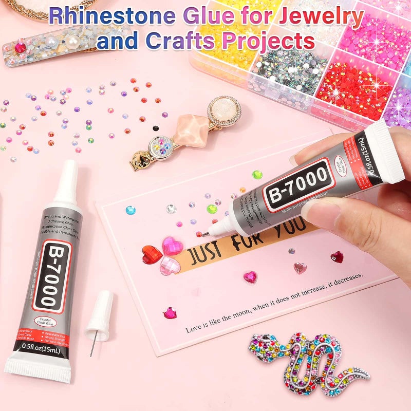 shynek B-7000 Glue with 15000Pcs Craft Rhinestones, Resin Jelly Rhinestones Flat Back Gems Crystals for Crafts Bling with Fabric Glue for Crafting Tumblers, Wedding Shoes Graduation Cap Decor - Image 5