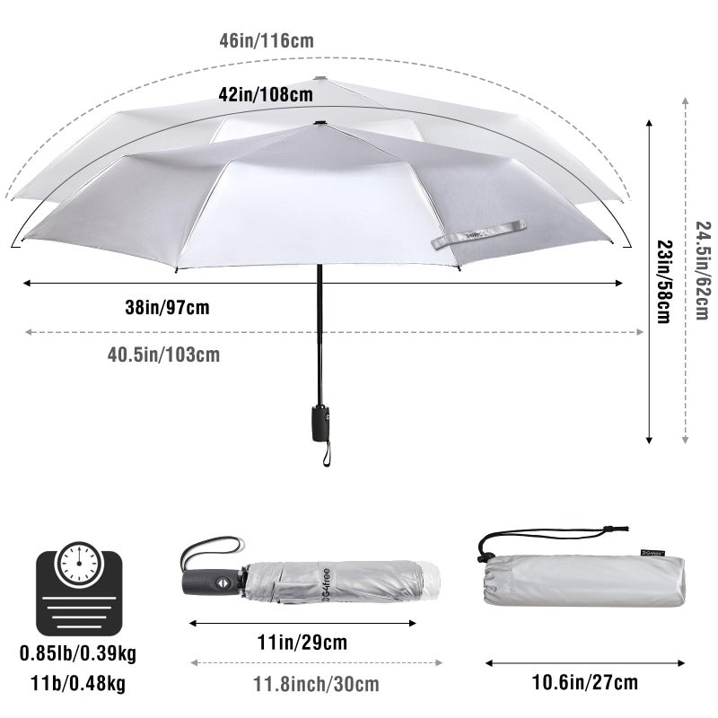 G4Free UPF 50+ UV Protection Large Travel Umbrella 42/46 Inch Auto Open Close Windproof Sun Blocking Umbrella - Image 3