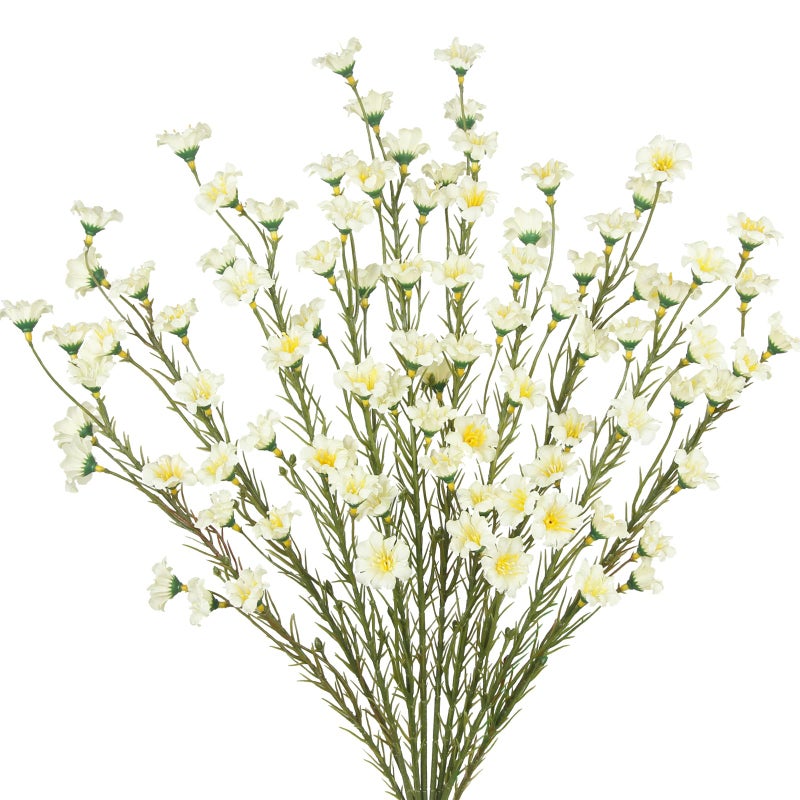 CITYES 10 Pcs Artificial Wildflowers with Stems Bulk Silk Spring Flowers 21" Fake Forsythia Branches Creamy White Faux Wildflowers Floral Arrangement for Home Decor Indoor Outdoor Wedding Centerpieces - Image 1