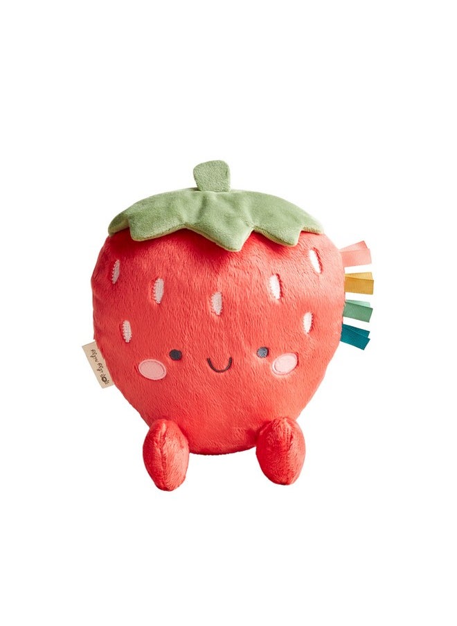 Itzy Ritzy Itzy Ritzy Baby Plush Toy - Soft Stuffed Animal for Babies & Kids - Sensory Ribbons & Textured Fabrics for Tactile Play - Cozy & Cuddly Companion for Newborns & Up (Strawberry)  - Image 1