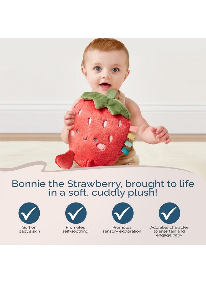 Itzy Ritzy Itzy Ritzy Baby Plush Toy - Soft Stuffed Animal for Babies & Kids - Sensory Ribbons & Textured Fabrics for Tactile Play - Cozy & Cuddly Companion for Newborns & Up (Strawberry)  - Image 3