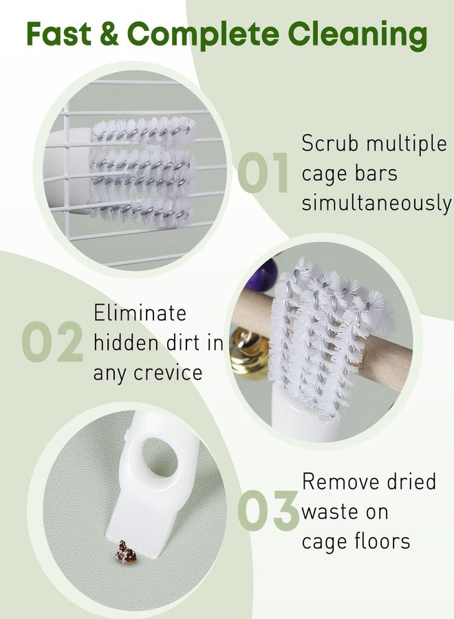 باوفلي فرشاة تنظيف أقفاص الطيور من باوفلاي، 3 قطع، مع مجرفة، طقم فرشاة تنظيف أقفاص الطيور 2 في 1، مزيل فضلات الطيور للمجاثم، بيوت الكلاب، وأقفاص الحيوانات الصغيرة، ملحقات أقفاص الطيور، فرشاة إزالة فضلات الطيور - Image 3