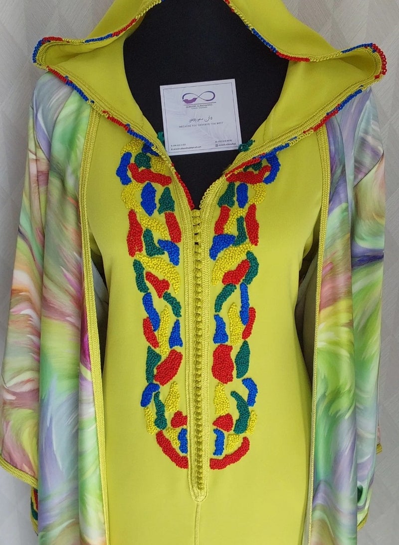 ALREESH ALBANAFSAJI DRESS yellow with hoodie