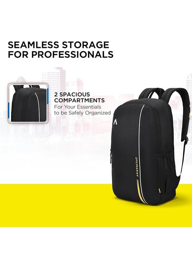 أرستوكرات حقيبة ظهر أريستوكرات نوفا للكمبيوتر المحمول سعة 15 لترًا للرجال والنساء مع جيب للزجاجة | أحزمة كتف مبطنة، جيوب متعددة | حقيبة سفر وجامعة | أسود داكن - Image 3