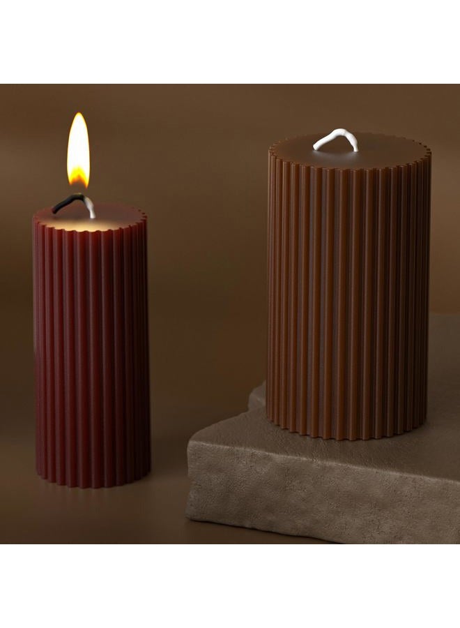 ESEDAGE 2 Pack Pillar Gear Shape Column Candle Resin Mold - Resin Casting Silicone Molds for Home Decor & Candle Making Wave Spiral Mold - Image 1