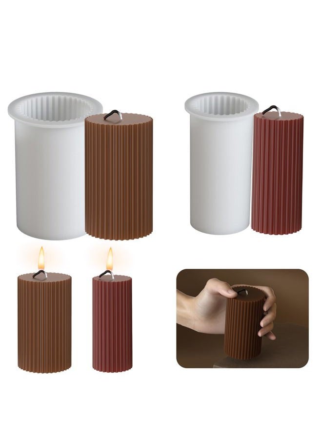 ESEDAGE 2 Pack Pillar Gear Shape Column Candle Resin Mold - Resin Casting Silicone Molds for Home Decor & Candle Making Wave Spiral Mold - Image 5