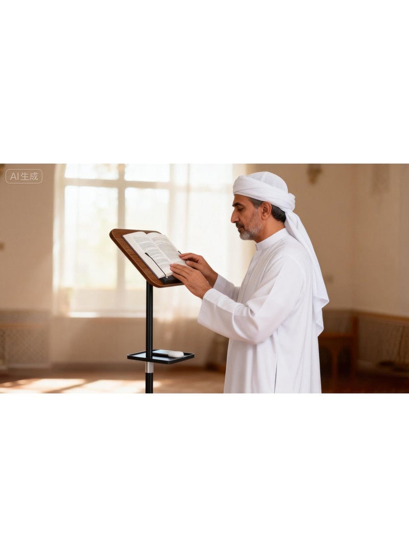 170cm Muslim Quran Holder Prayer Book Stand for Prayer, Worship, Reading, Floor Book Stand with Removable Tray, Adjustable Wooden Quran & Book Stand – Portable Rehal/Holder - Image 3
