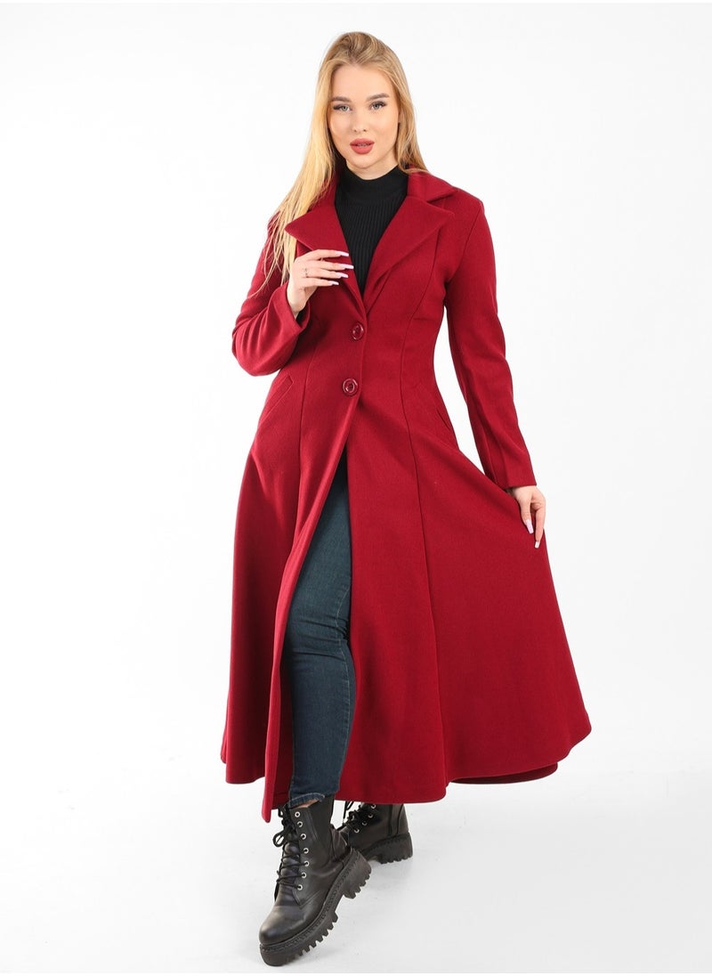 Setr - Long Women Wool Coat - Burgundy - Image 1