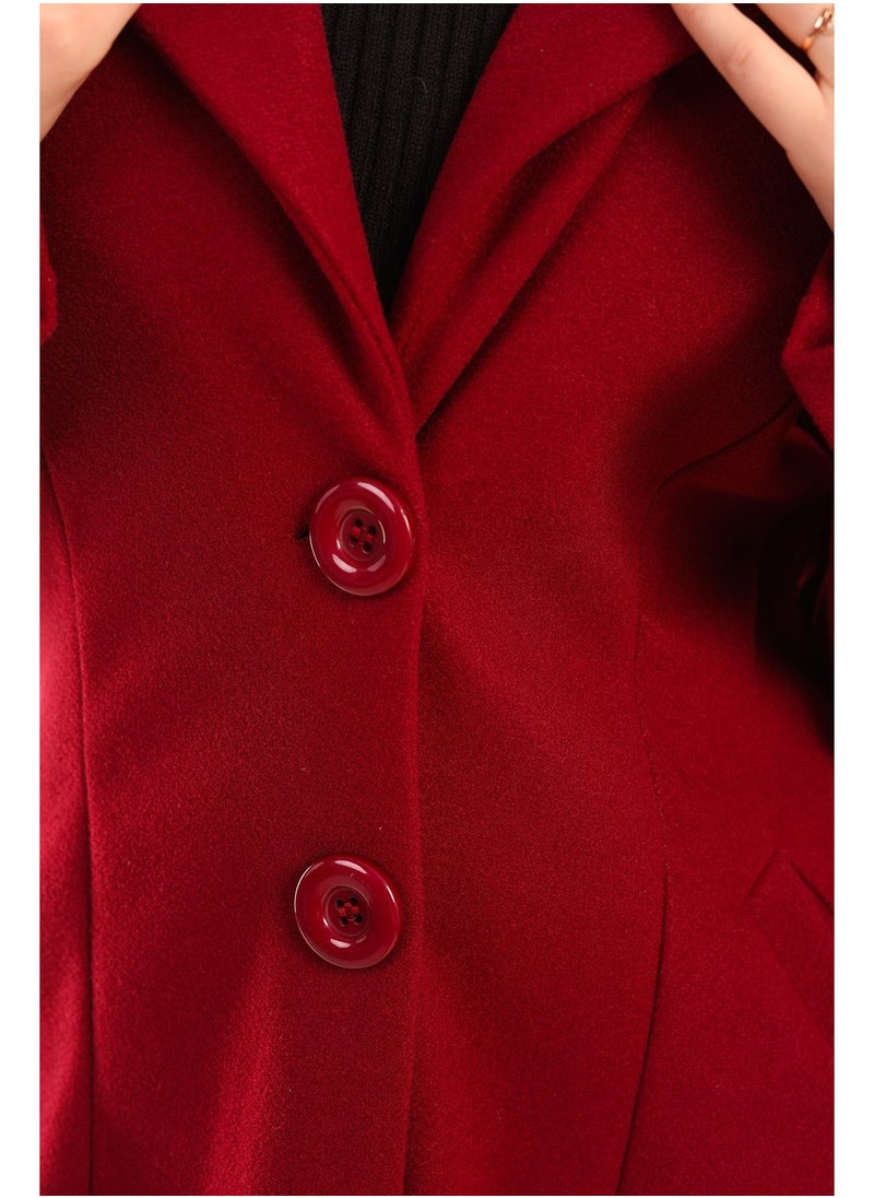 Setr - Long Women Wool Coat - Burgundy - Image 1