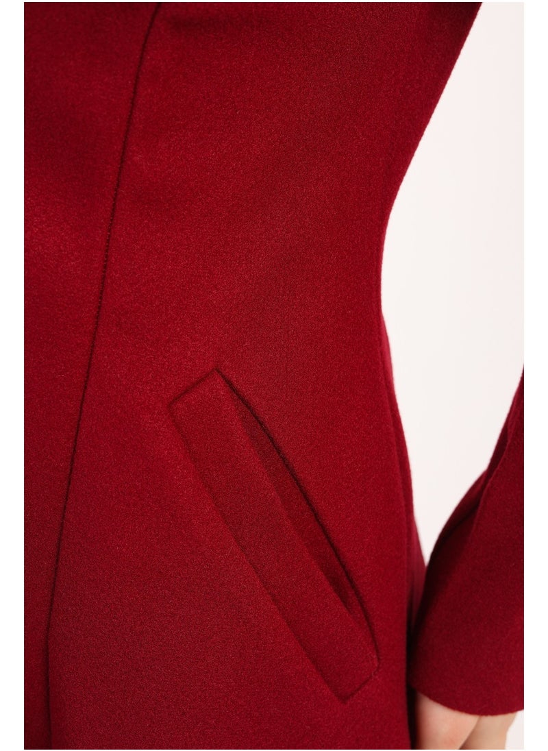Setr - Long Women Wool Coat - Burgundy - Image 1