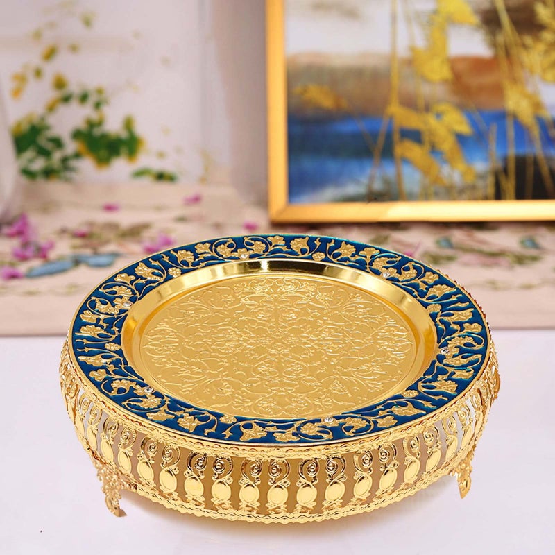 Igtazy Turkish Coffee Cup and Tea Pot Set Including Teapot,Tea Tray,6 Metal Cups,Tea Service Set for Tea Table Decor,Hip Flask (Blue and Gold) - Image 4