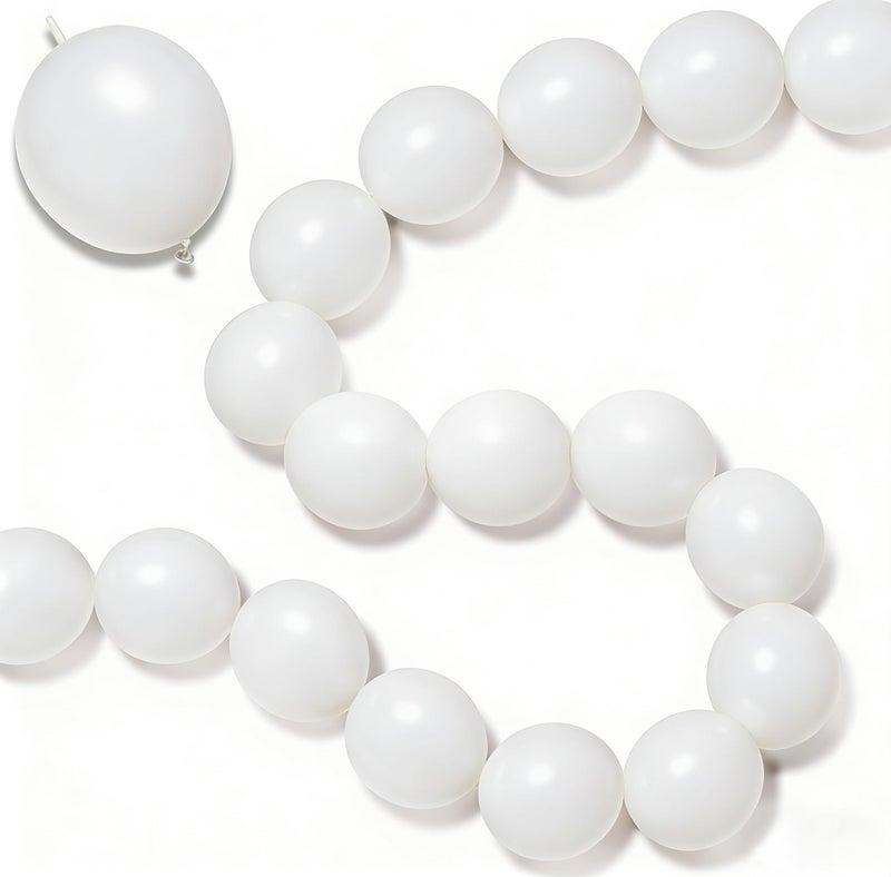 JUSTOTRY Link Balloons 12 Inch 100 Pcs Quick Link Balloon Latex Linking Balloons Connected Linkable Balloon Birthday Wedding Party DecorationsWhite - Image 3