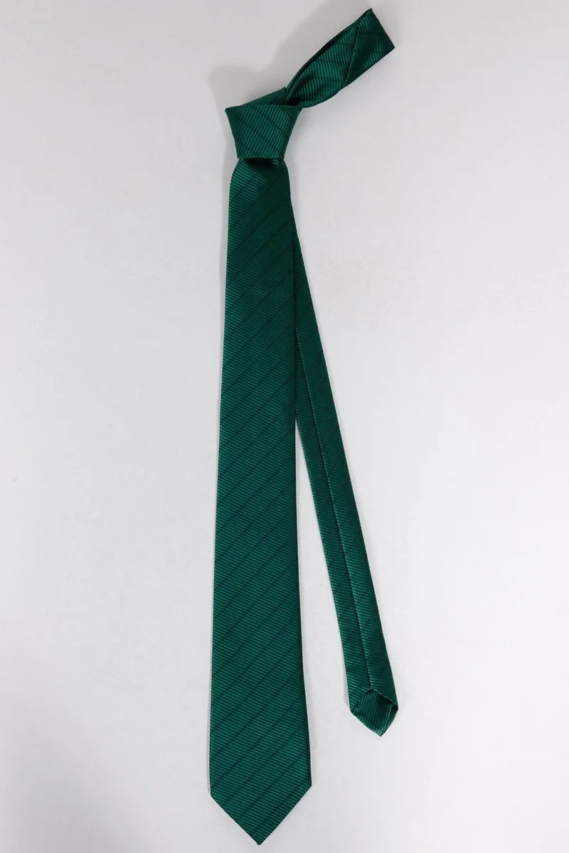 تودورس Classic Patterned Green Tie with Pocket Handkerchief
