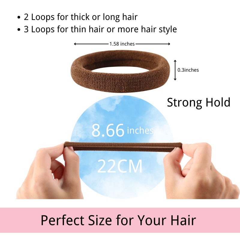 LuSeren 120 Pcs No Damage Hair Ties for Thick Hair, Large Soft Seamless Nylon Hair Elastics for Women, Ponytail Holders, Hair Accessories â€“ brown - Image 2