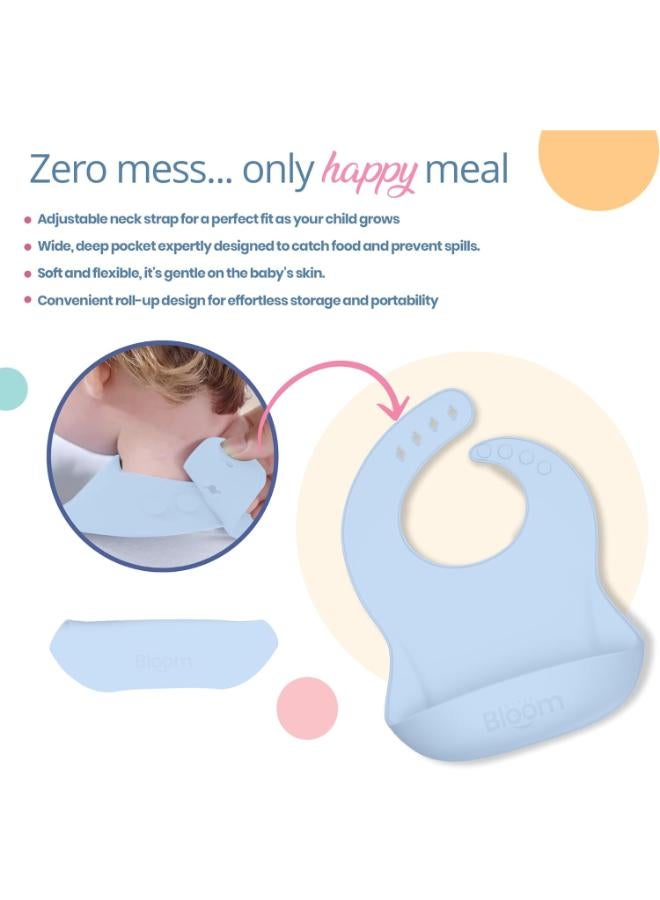 Hyper Bloom Premium Silicone Baby Feeding Set (Light Blue) - 8 Piece Weaning Set - Image 1