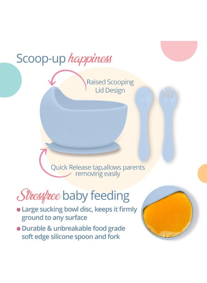 Hyper Bloom Premium Silicone Baby Feeding Set (Light Blue) - 8 Piece Weaning Set - Image 3