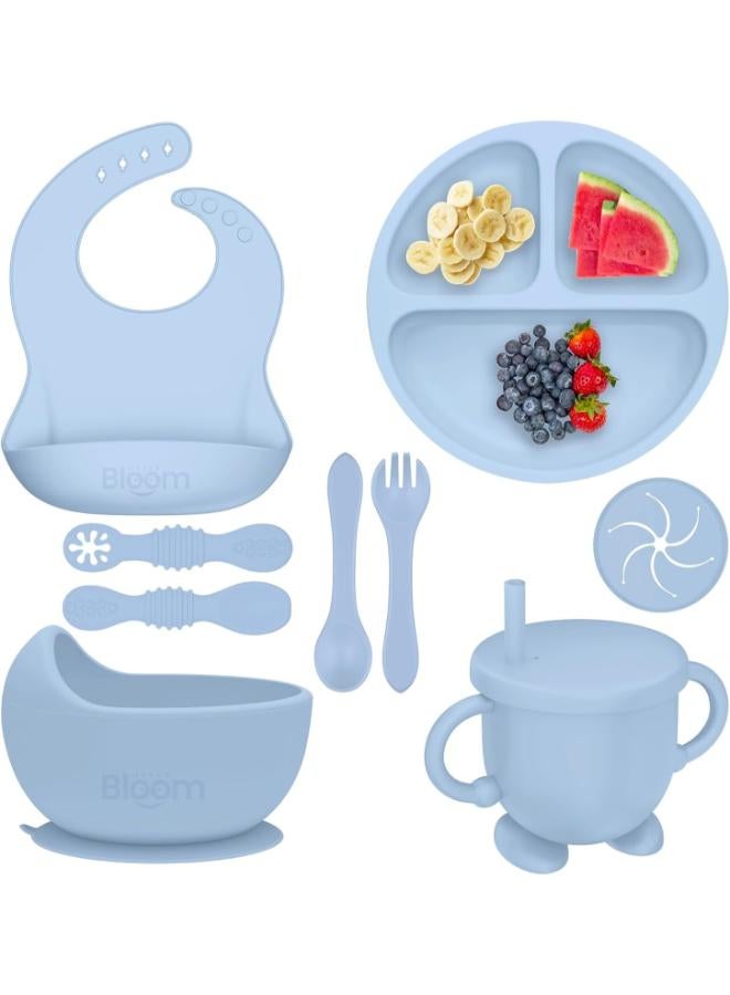 Hyper Bloom Premium Silicone Baby Feeding Set (Light Blue) - 8 Piece Weaning Set - Image 5