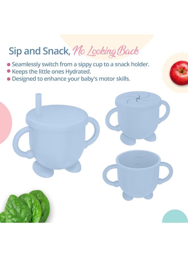 Hyper Bloom Premium Silicone Baby Feeding Set (Light Blue) - 8 Piece Weaning Set - Image 4