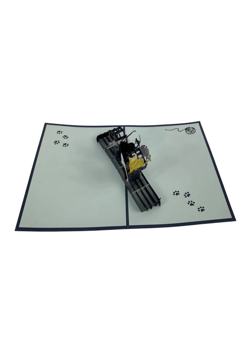 Abra Cards Cats Playing Pop Up Card Best Fathers Day Gift - Image 3