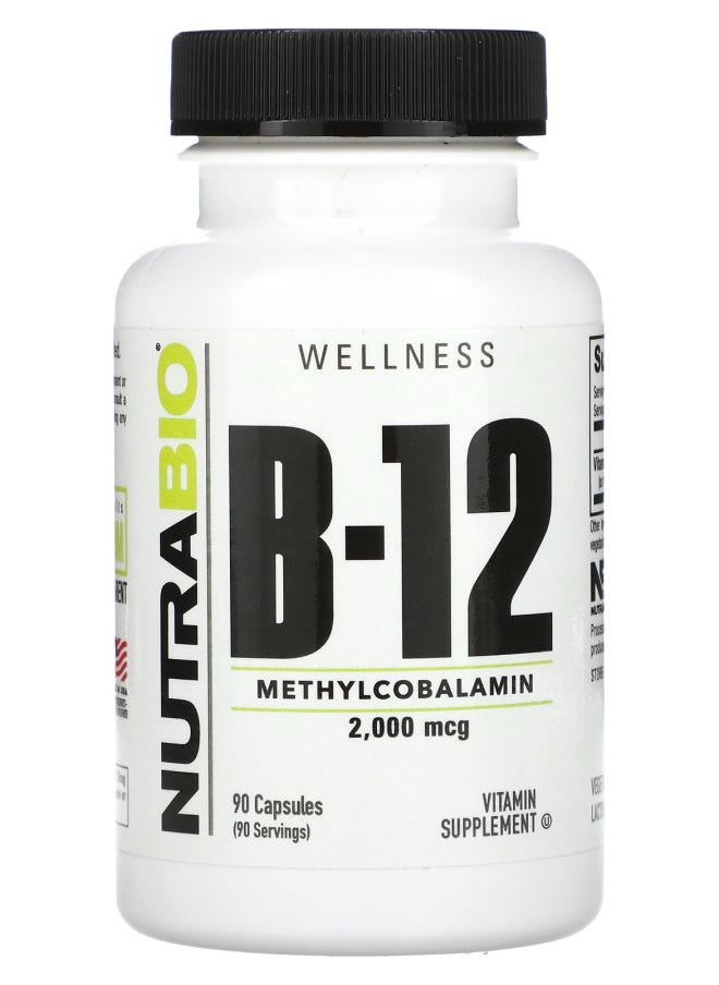 NutraBio Vitamin B12 2000 mcg 90 Capsules 