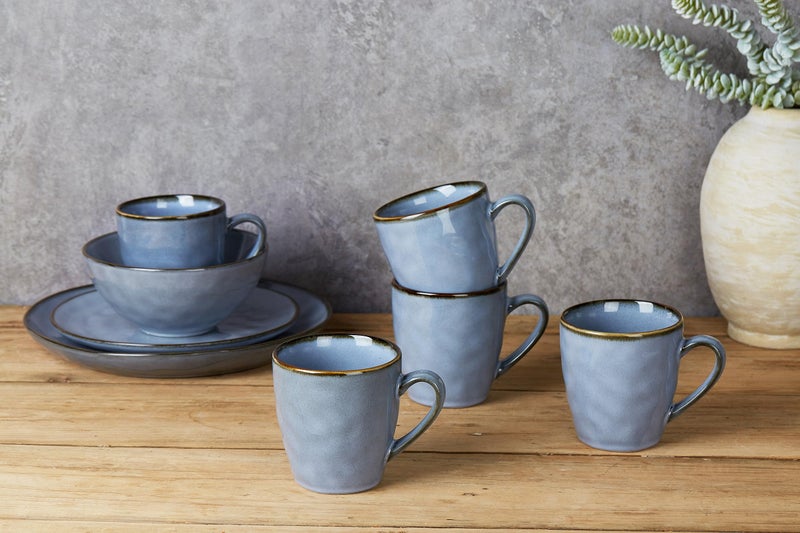 famiware Coffee Mugs Set of 4, Ocean Round 11.5oz Coffee Cup Set with Handle for Cocoa, Milk, Hot Chocolate, Tea or Water, Stoneware Cups for Kitchen, Reactive Glaze, Microwave Dishwasher Safe, Blue - Image 4