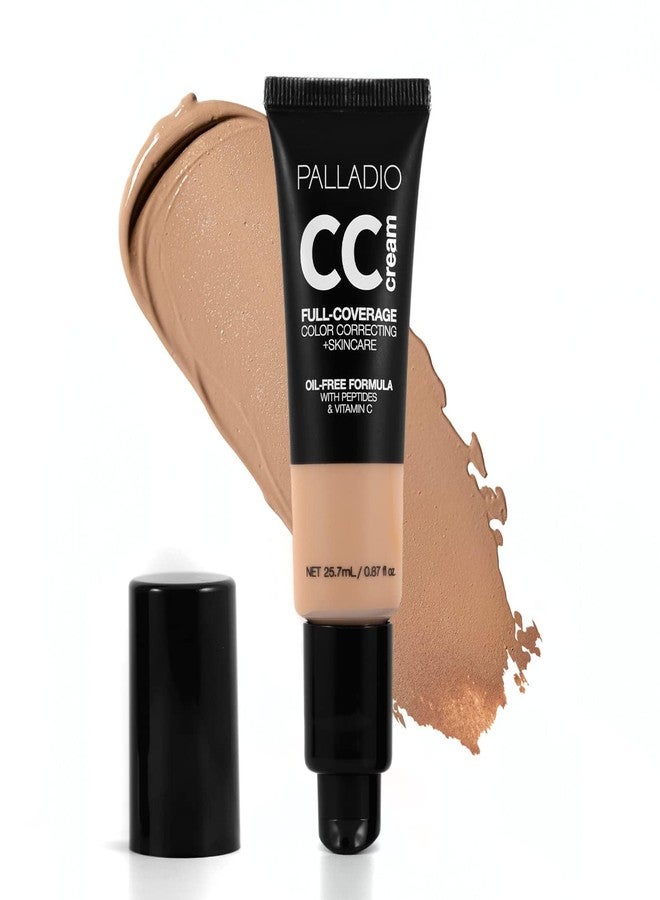 Palladio Full-Coverage Color Correction CC Cream, Oil-Free with Peptides & Vitamin C, Best for Correcting Redness and Uneven Skin Tone, Buildable Foundation Coverage (Tan 41N) - Image 1
