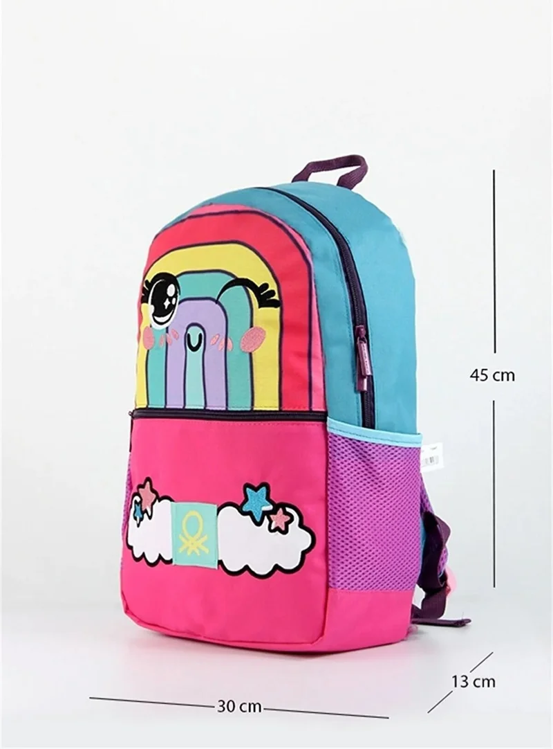 يونايتد كولورز أوف بينتيون Rainbow Patterned Triple School Bag Set (Single Compartment Backpack, Double Compartment Pencil Bag, Lunch Bag)