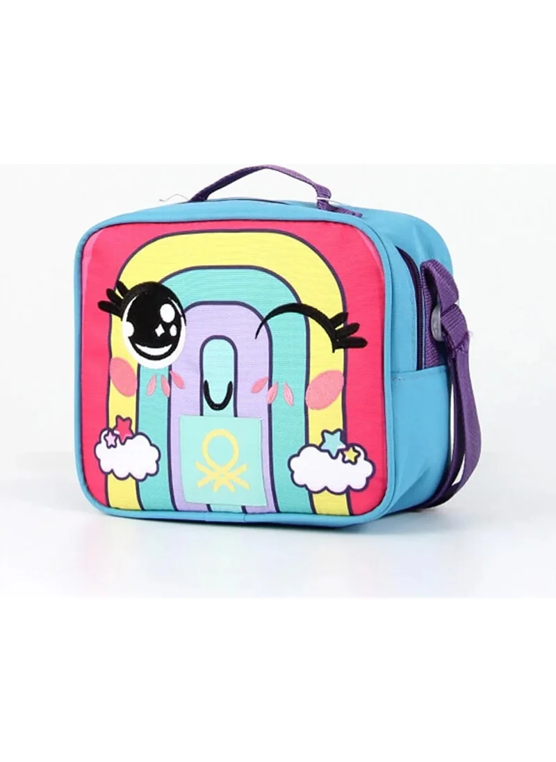 UNITED COLORS OF BENETTON Rainbow Patterned Triple School Bag Set (Single Compartment Backpack, Double Compartment Pencil Bag, Lunch Bag)