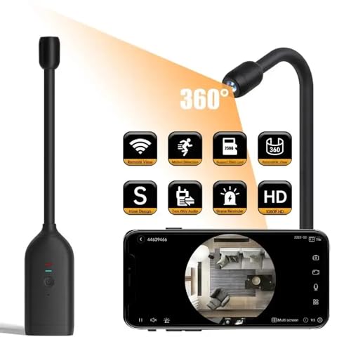 TECHNOVIEW 360 Degree View Full HD 1080p WiFi Fisheye Camera Goose Neck Surveillance, Two Way Audio, Motion Detection, WiFi Smart Security Camera App Name - V380 Pro - Image 4