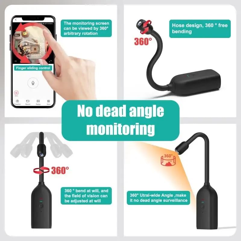 TECHNOVIEW 360 Degree View Full HD 1080p WiFi Fisheye Camera Goose Neck Surveillance, Two Way Audio, Motion Detection, WiFi Smart Security Camera App Name - V380 Pro - Image 3