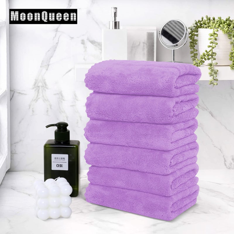 موون كوين Moonqueen 18 مناشف اليد المتميزة - تجفيف سريع - المناشف المصنوعة من الألياف الدقيقة من المناشف الممتصة للغاية - الاستخدام متعدد الأغراض كمنشفة يد دش في الفندق 16 × 28 بوصة (أرجواني)  - Image 4