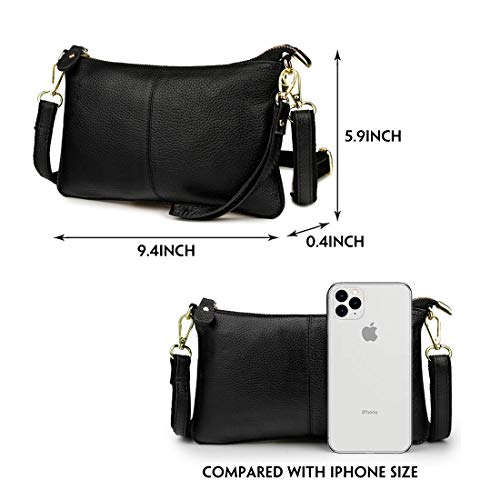 Artwell Genuine Leather Clutch Wallet For Women Wristlet Envelop Crossbody Purse Card Shoulder Bag (Black) - Image 5