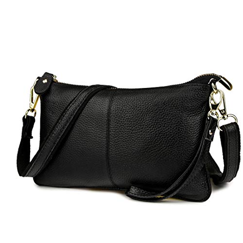 Artwell Genuine Leather Clutch Wallet For Women Wristlet Envelop Crossbody Purse Card Shoulder Bag (Black) - Image 1