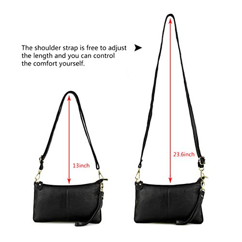 Artwell Genuine Leather Clutch Wallet For Women Wristlet Envelop Crossbody Purse Card Shoulder Bag (Black) - Image 4