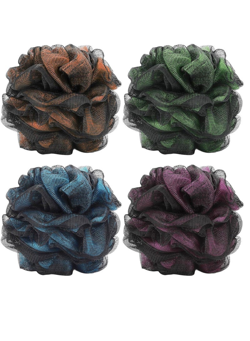 Tbestmax Loofah Bath and Shower Sponge Pouf, Mesh Brush Ball Exfoliating Body Scrubber Ball Pack of 4 (60g/pcs) - Image 1