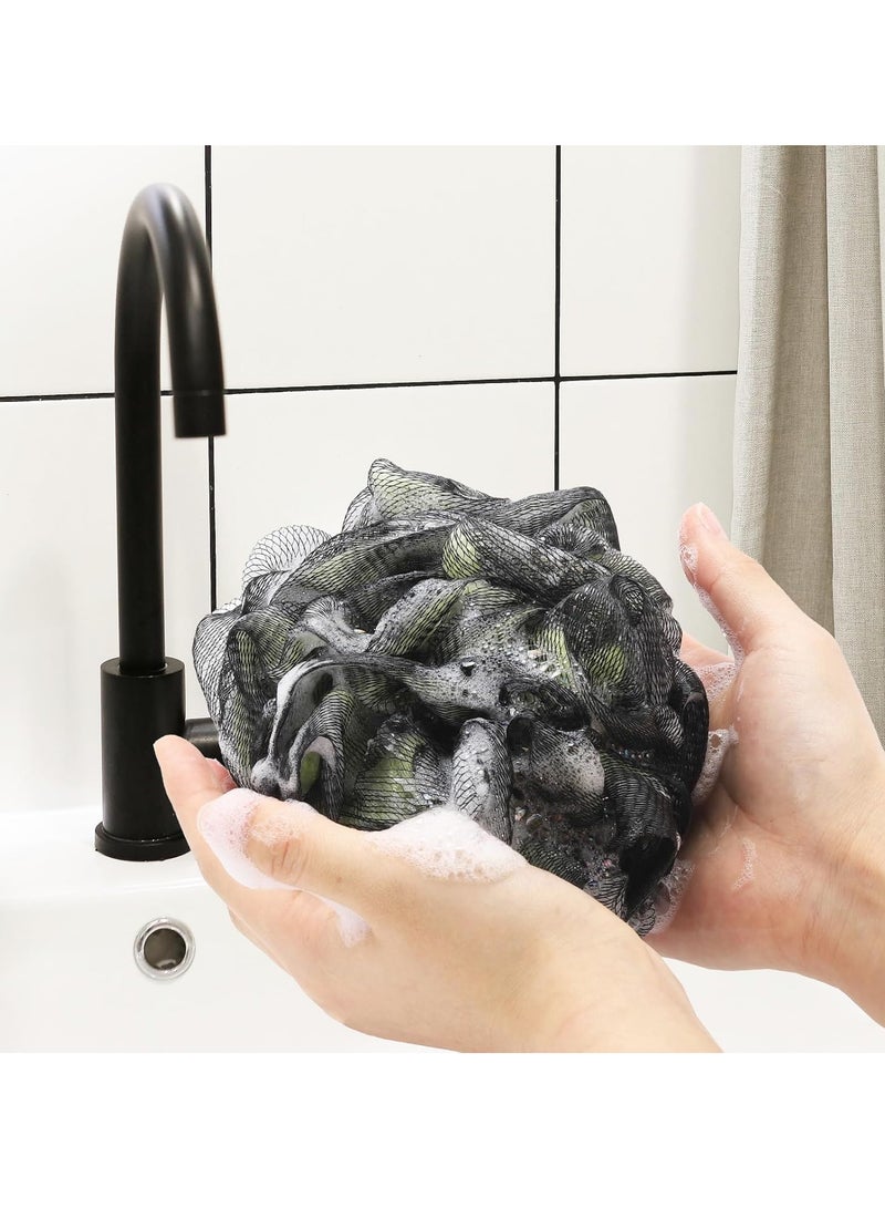 Tbestmax Loofah Bath and Shower Sponge Pouf, Mesh Brush Ball Exfoliating Body Scrubber Ball Pack of 4 (60g/pcs) - Image 3