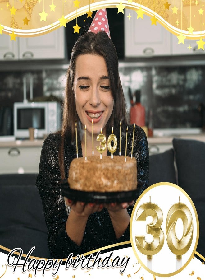 Mtlee Gold 30th Birthday Candles Set for Cakes Including Thin Metallic and Number Birthday Candles for Anniversary Celebration Party Topper Decorations Men Women - Image 5