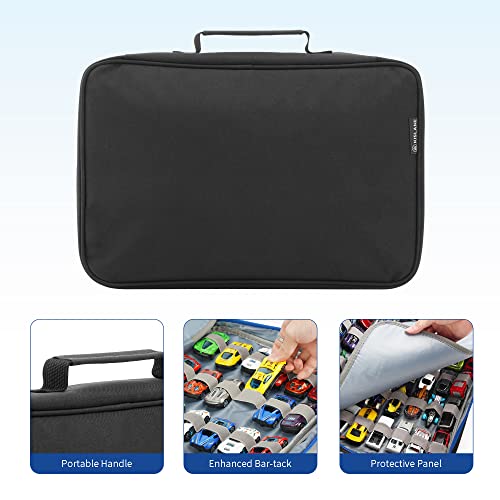 KISLANE 96 Toy Cars Storage Case Compatible with Matchbox Cars, Matchbox Cars Organizer Storage for Mini Toys, Toy Cars, Matchbox Cars, Small Dolls(Bag Only) (Black) - Image 3