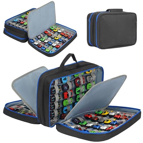 KISLANE 96 Toy Cars Storage Case Compatible with Matchbox Cars, Matchbox Cars Organizer Storage for Mini Toys, Toy Cars, Matchbox Cars, Small Dolls(Bag Only) (Black) - Image 1
