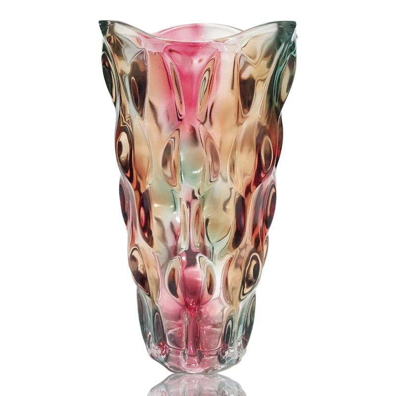 Eastern Rock Heavy Flower Glass Vase Thickened 3.5lb 9.5inch Sparkle vase Bohemian Style, for Centerpieces,Kitchen,Office, Wedding,Perfect Home Decor Glass Vase (Purple Light) - Image 1