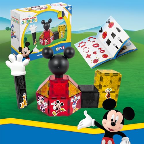 Tytan Toys Official Disney Mickey Mouse Toy Clubhouse Magnetic Tile Set 37Piece STEAM Building Toy for Kids 3 Mickey Mouse Clubhouse Toys Educational Playset with Friends Figures - Image 1