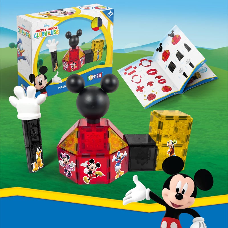 Tytan Toys Official Disney Mickey Mouse Toy Clubhouse Magnetic Tile Set 37Piece STEAM Building Toy for Kids 3 Mickey Mouse Clubhouse Toys Educational Playset with Friends Figures - Image 2