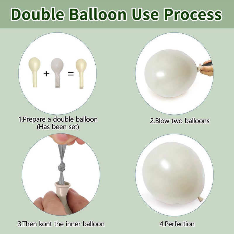 PUFFLD Emerald Green and Gold Balloons Arch Kit, Double Stuffed Dark Hunter Forest Green Pearl Sand White Metallic Gold Balloons for Jungle Wedding Birthday Graduation Party St. Patrick's Day Decorations - Image 3