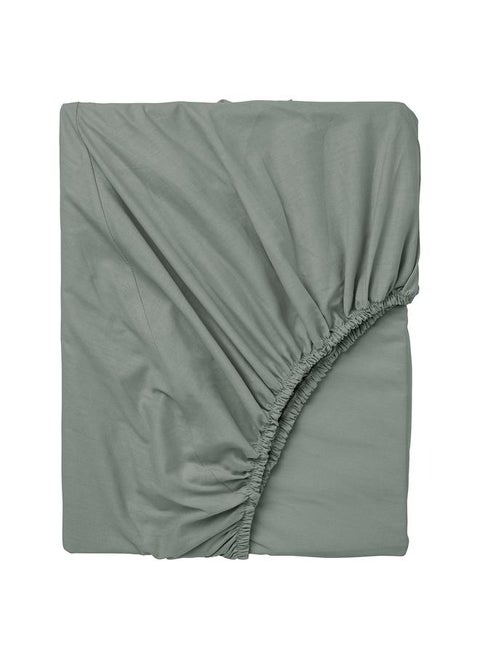 Fitted sheet, grey-green, 180x200 cm
