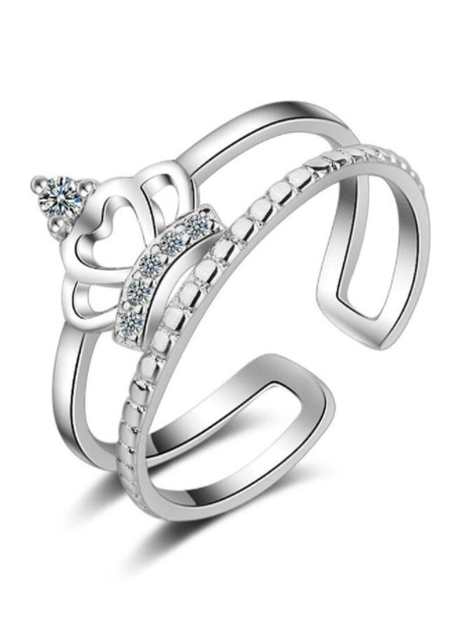 كارات كارت خاتم بوهي من كارات كارت، مطلي بالفضة، مرصع بالألماس الأمريكي، قابل للتعديل، للنساء - Image 1